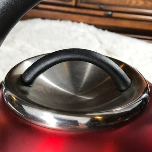 Primula Push and Serve Stainless Steel 3Qt Matte Red Whistling Tea Kettle - Picture 5 of 13